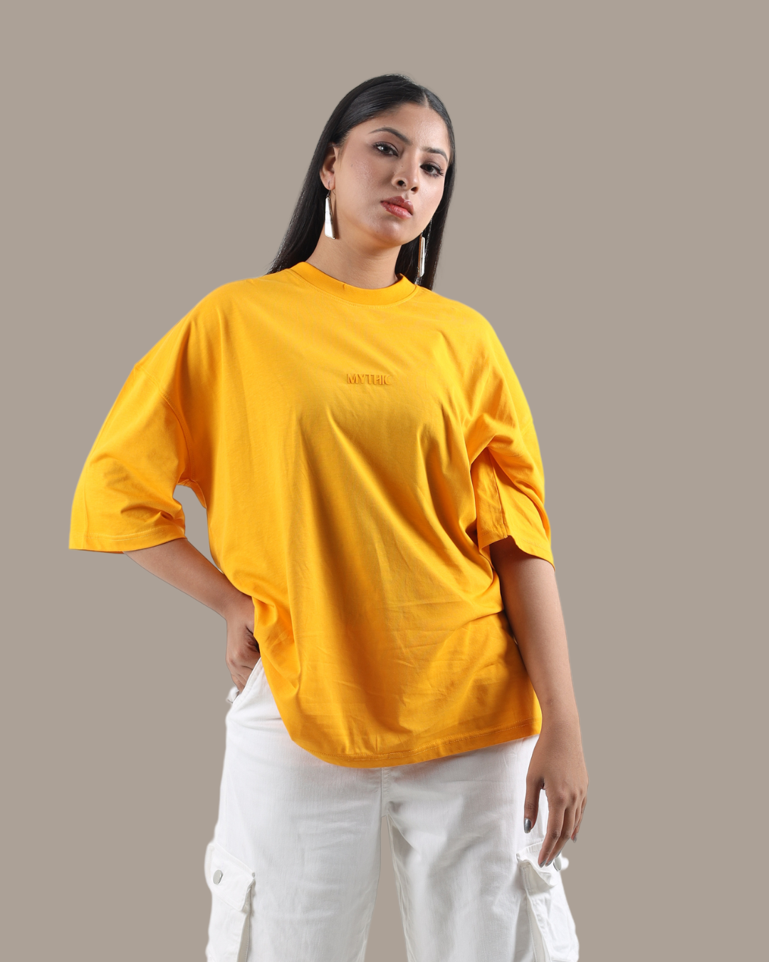 mustard Oversized Drop Shoulder Tee | DOO2