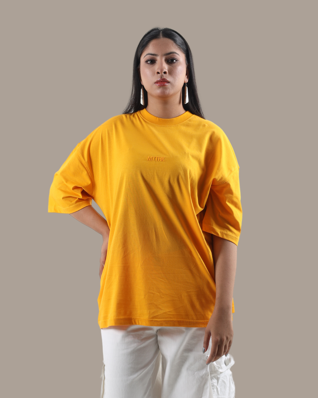 mustard Oversized Drop Shoulder Tee | DOO2