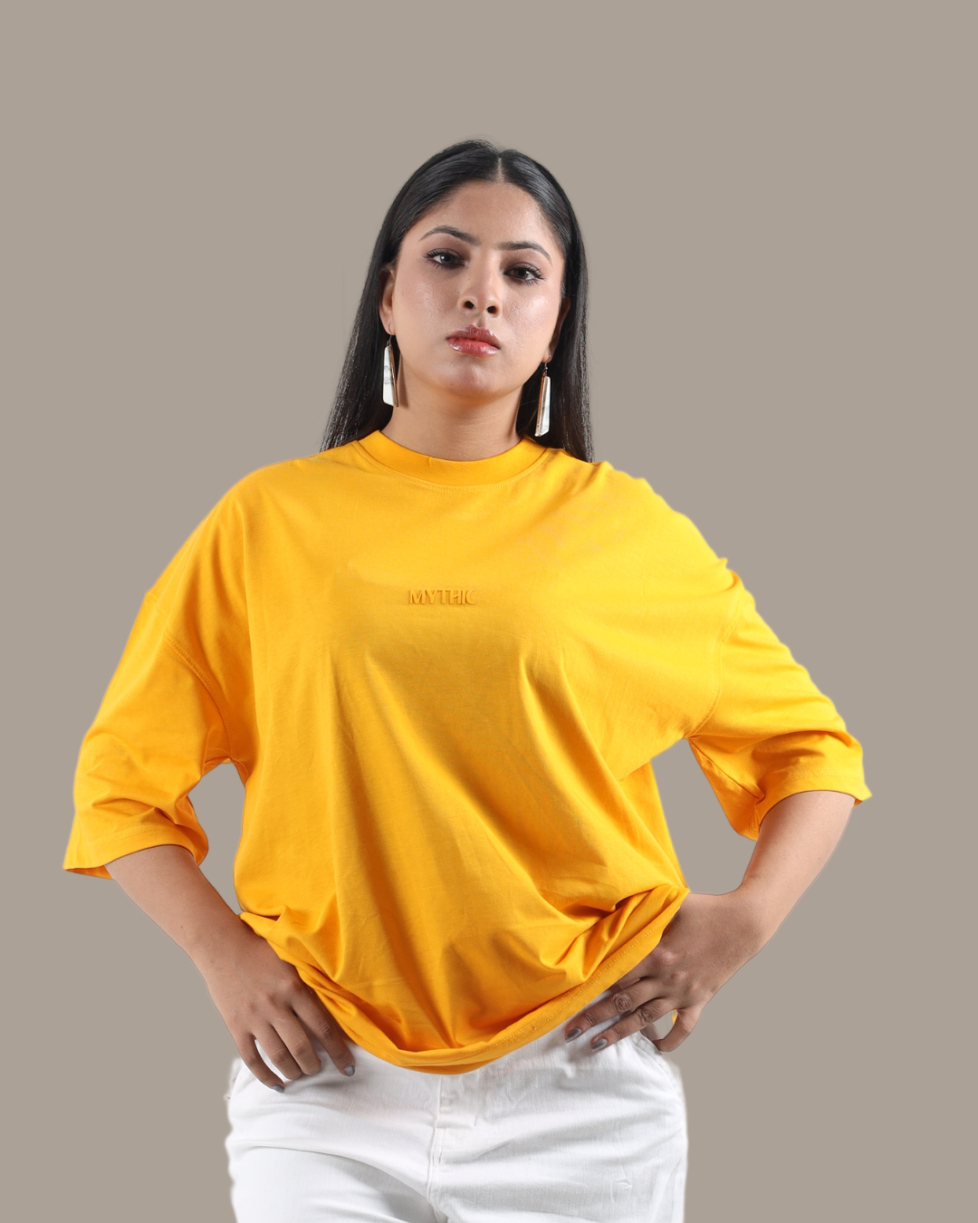 mustard Oversized Drop Shoulder Tee | DOO2