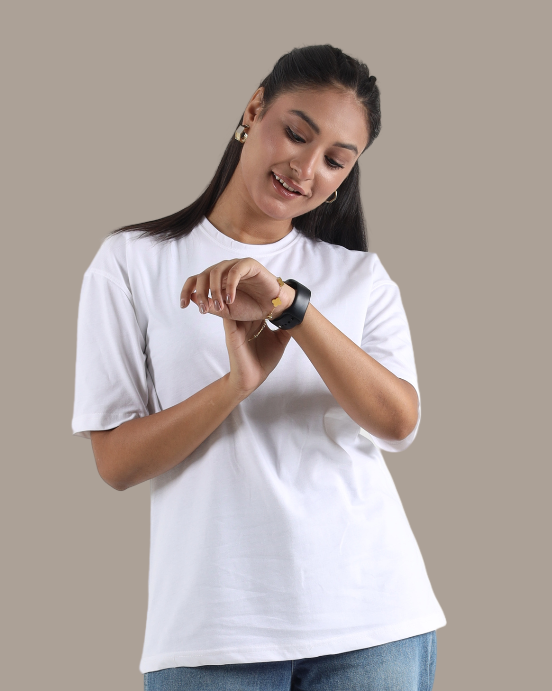 Classic White Oversized Drop Shoulder Tee | D003