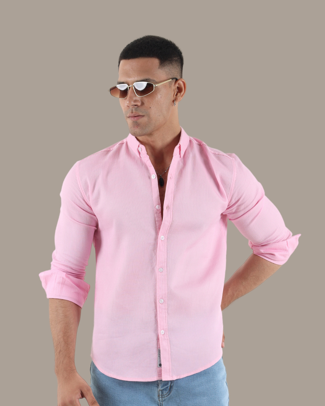 Light Pink Button-Down Shirt | M005