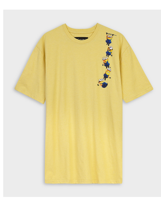 Mythic Minion Ladder Printed Yellow Relaxed Fit Drop Shoulder T-Shirt