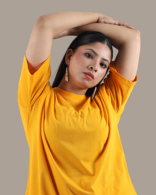 mustard Oversized Drop Shoulder Tee | DOO2