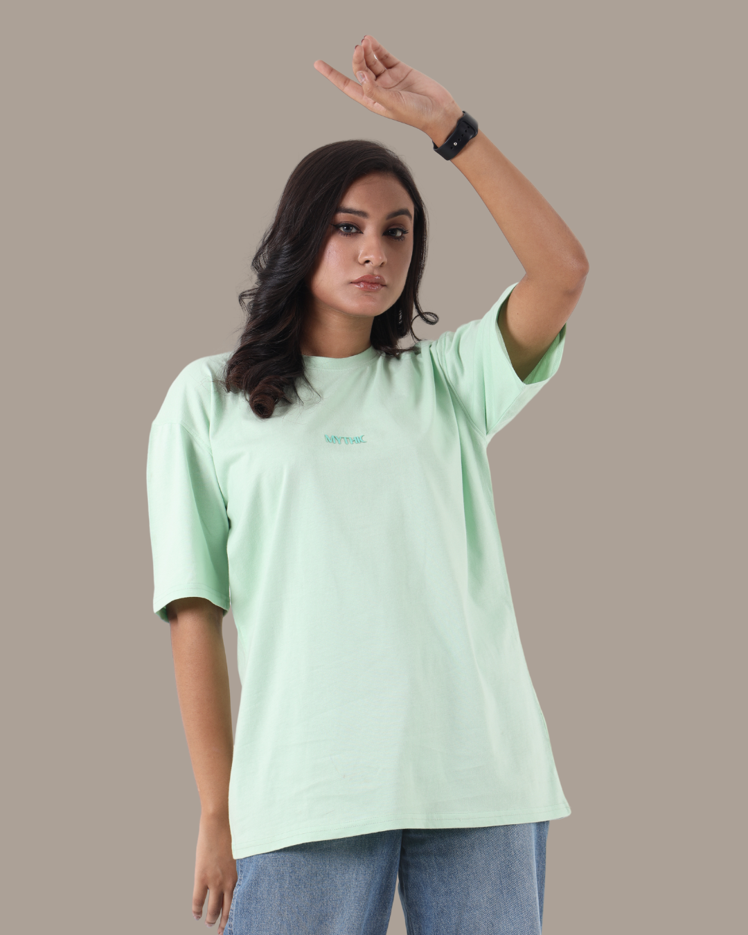 Fresh Mint Oversized Drop Shoulder Tee | D001