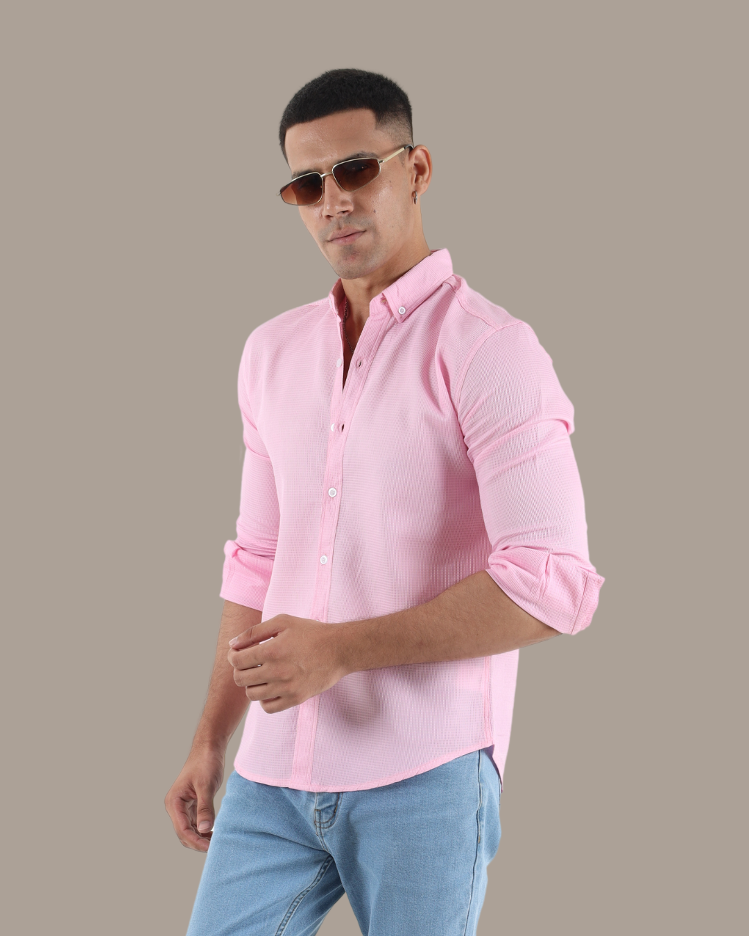 Light Pink Button-Down Shirt | M005