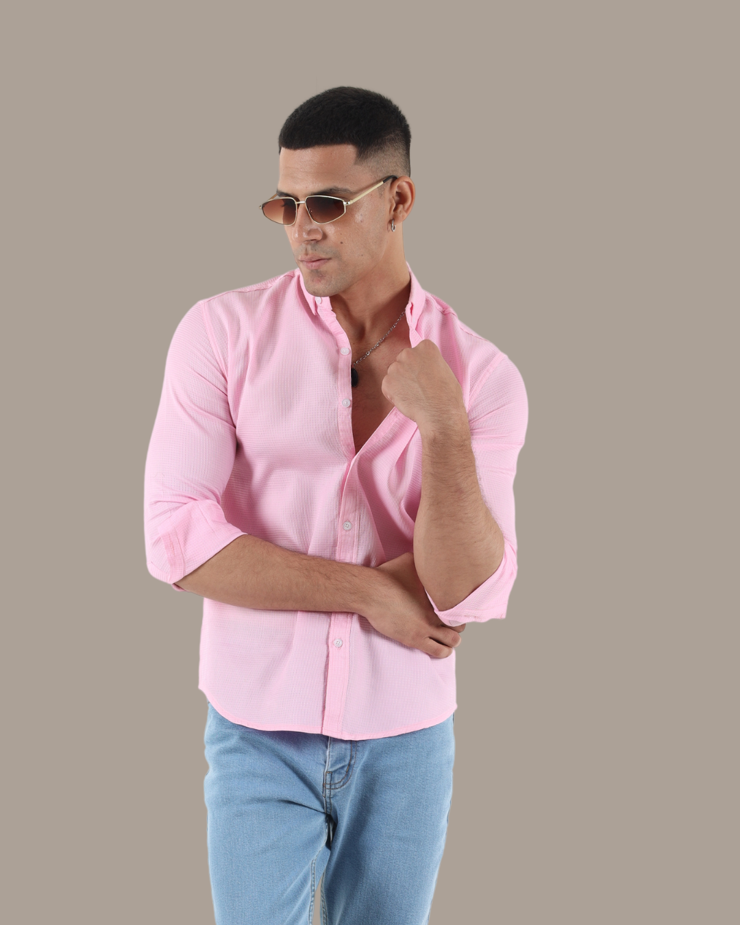 Light Pink Button-Down Shirt | M005