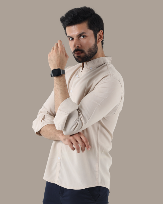 Beige Button-Down Shirt | M007